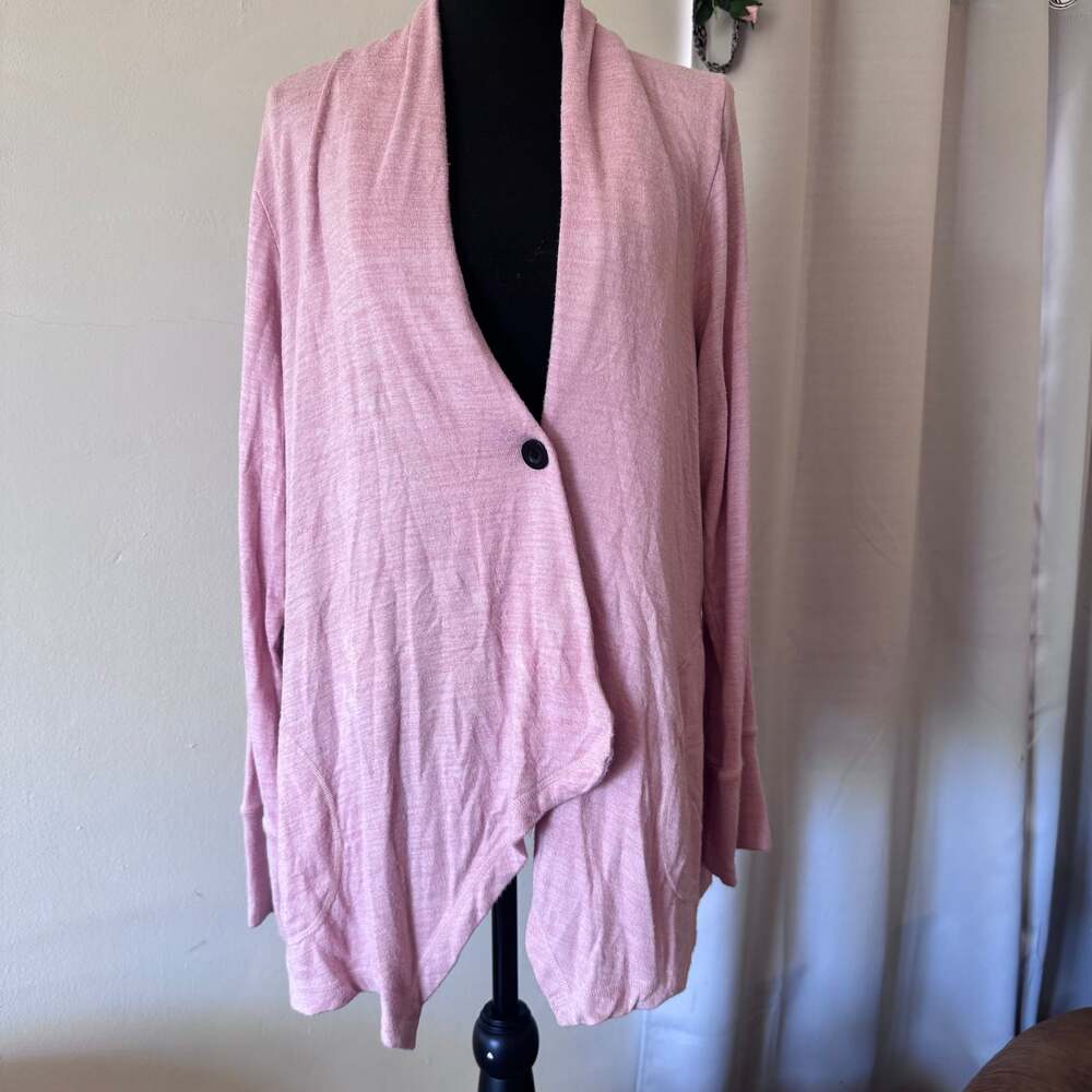 Pointelle Cardigan Drape Front Sweater